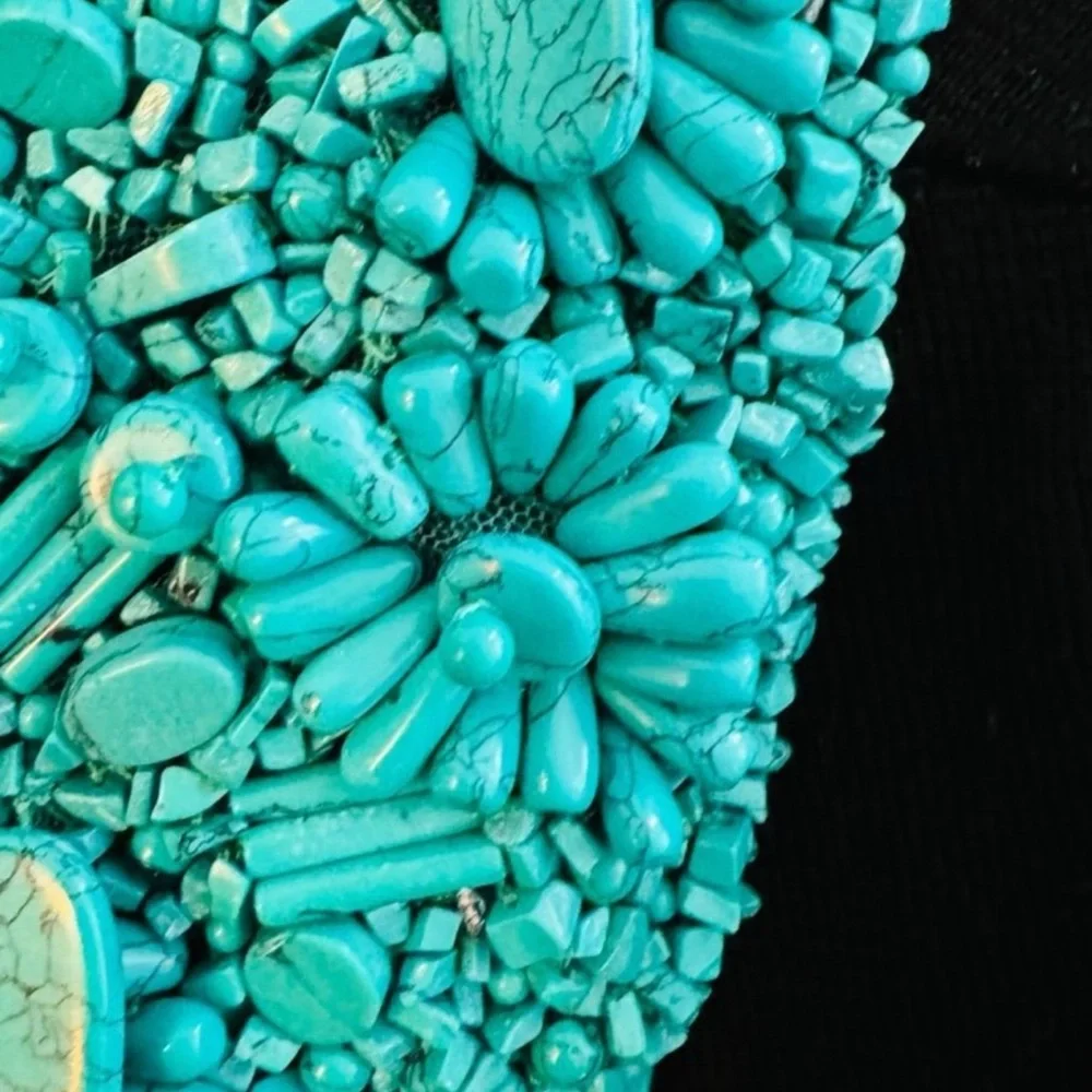 Moschino Cardigan embroidered with genuine Turquoise stones sz 10 Made in Italy - Picture 6 of 11
